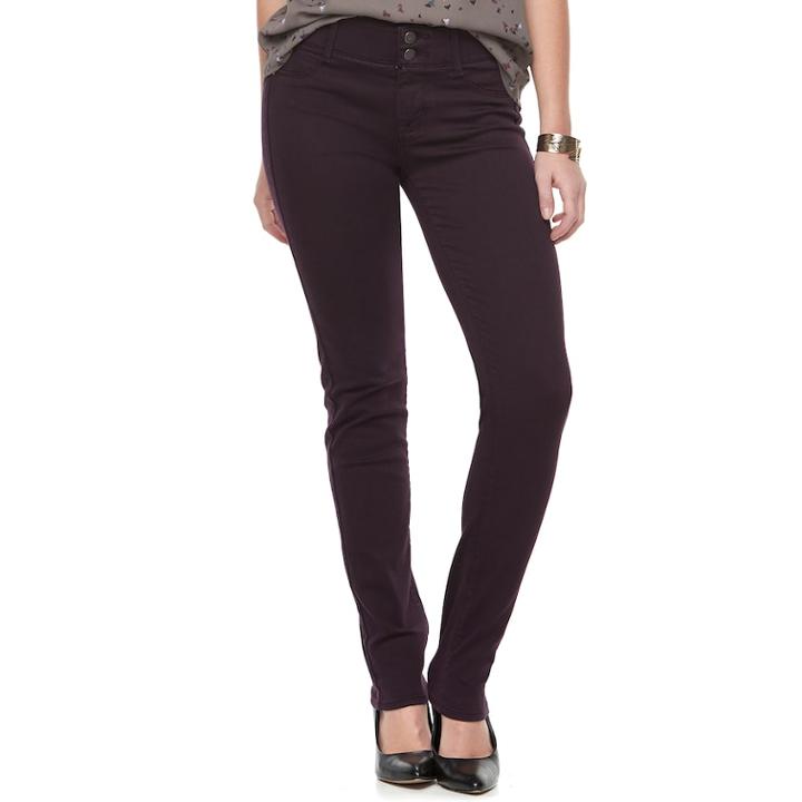 Women's Apt. 9&reg; Tummy Control Curvy Straight-leg Jeans, Size: 16, Purple