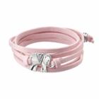 Pink Elephant Charm Faux Suede Wrap Bracelet, Women's