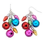 Christmas Light & Jingle Bell Cluster Drop Earrings, Women's, Multicolor