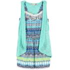 Speechless, Girls 7-16 Hooded Slubbed Vest & Patterned Romper, Girl's, Size: Xl, Ovrfl Oth