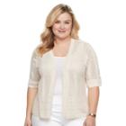 Plus Size Croft & Barrow&reg; Geometric-stitch Cardigan, Women's, Size: 1xl, Lt Beige