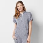 Women's Sonoma Goods For Life&trade; Raglan Short Sleeve Hoodie, Size: Xl, Med Blue