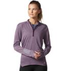 Women's Adidas Response 1/2-zip Long Sleeve Tee, Size: Xs, Dark Red