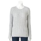 Women's Croft & Barrow&reg; Cable-knit Crewneck Sweater, Size: Medium, Grey