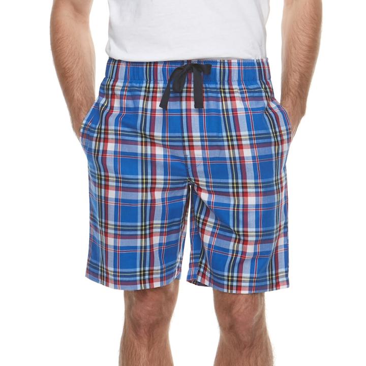 Men's Chaps Plaid Sleep Shorts, Size: Medium, Blue