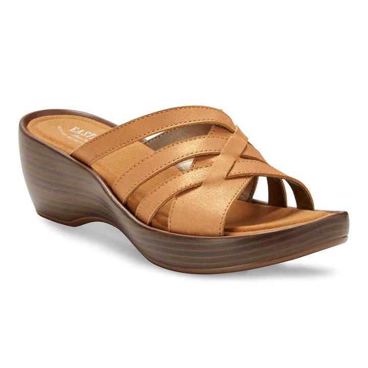 Eastland Poppy Women's Strappy Slide Wedge Sandals, Size: Medium (9), Med Brown