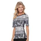 Women's Croft & Barrow&reg; Side-button Top, Size: Large, Med Grey