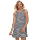 Juniors' About A Girl Print Lattice-trim Swing Dress, Size: Xs, Blue