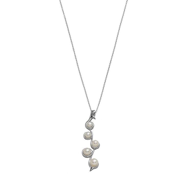 Sterling Silver Freshwater Cultured Pearl Graduated Pendant, Women's, Size: 18