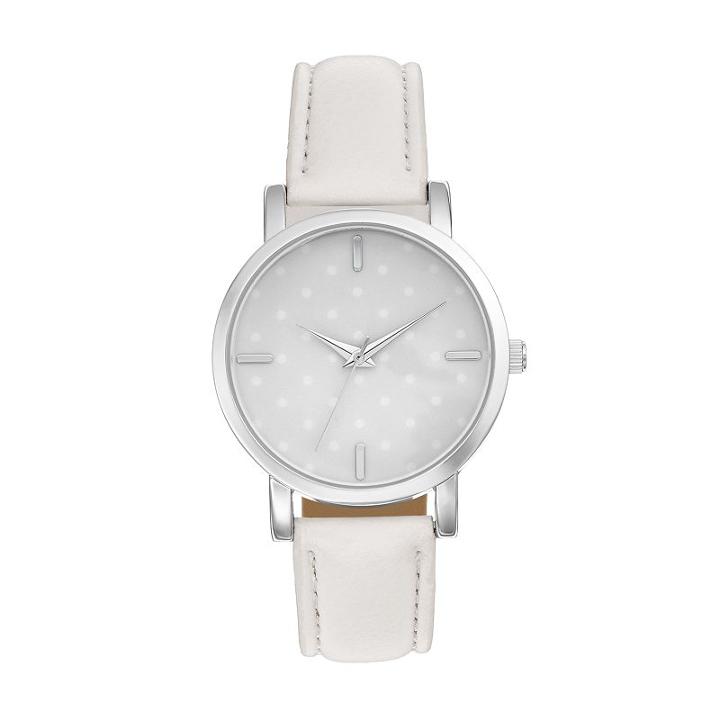 Women's Polka Dot Watch, White