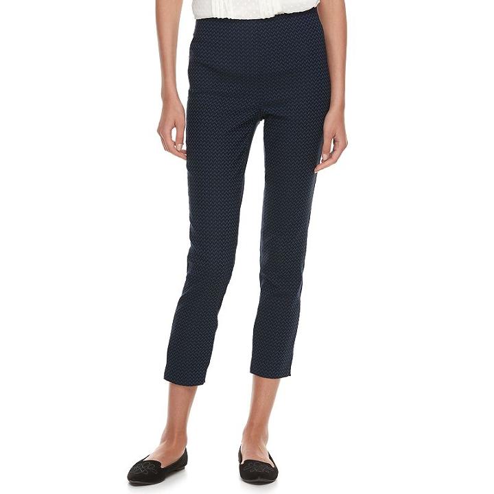 Women's Elle&trade; Herringbone Pull-on Ankle Dress Pants, Size: Small, Black
