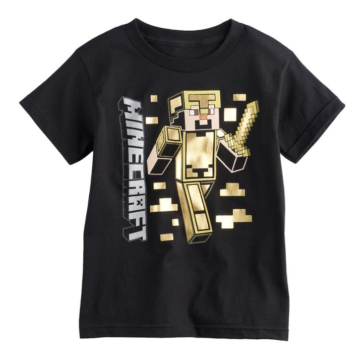 Boys 8-20 Minecraft Tee, Size: Xl, Black