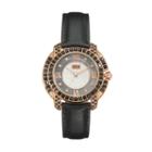 Burgi Women's Diamond & Crystal Leather Watch, Black