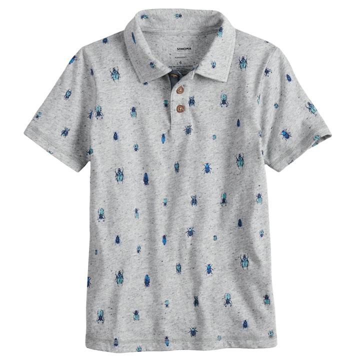 Boys 4-7x Sonoma Goods For Life&trade; Bugs Polo, Size: 4, Light Grey