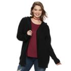 Juniors' Plus Size Mudd&reg; Hooded Cardigan, Teens, Size: 1xl, Black