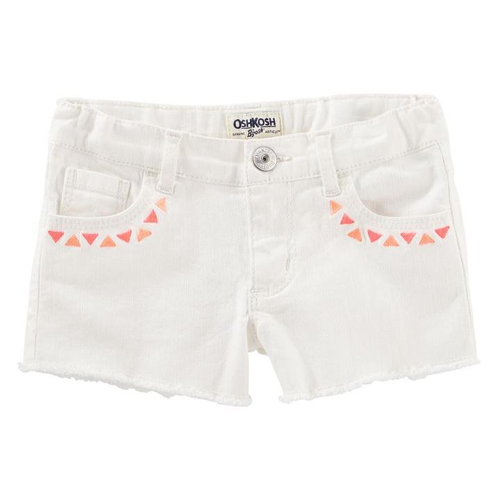 Girls 4-12 Oshkosh B'gosh&reg; Geometric Embroidered Frayed Shorts, Girl's, Size: 10, White