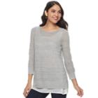 Women's Apt. 9&reg; Layered Pointelle Sweater, Size: Small, Med Grey