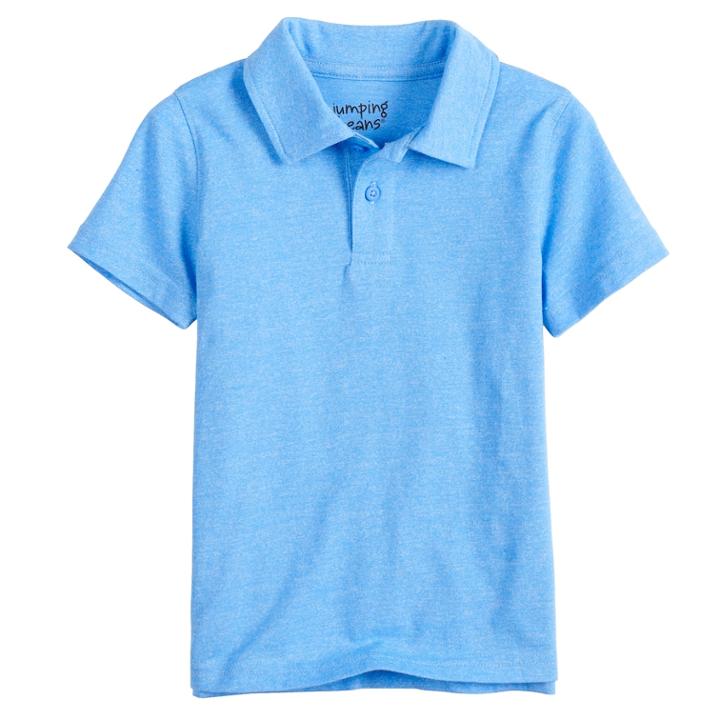 Baby Boy Jumping Beans&reg; Heathered Polo, Size: 12 Months, Med Blue