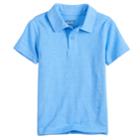Baby Boy Jumping Beans&reg; Heathered Polo, Size: 12 Months, Med Blue