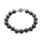 18k White Gold Tahitian Cultured Pearl Bracelet, Women's, Size: 7.5, Black
