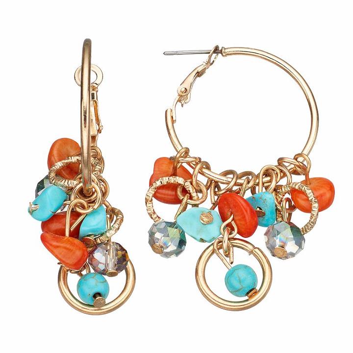 Shaky Bead Nickel Free Hoop Earrings, Women's, Multicolor