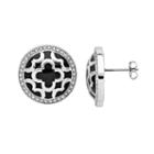 Marie Claire Jewelry Crystal Silver Tone Clover Button Stud Earrings, Women's, White
