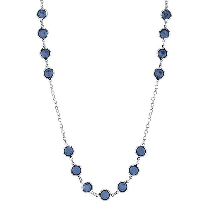 1928 Long Round Faceted Stone Necklace, Women's, Size: 42, Blue