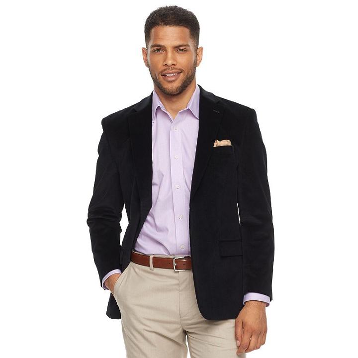 Men's Chaps Classic-fit Corduroy Stretch Sport Coat, Size: 48 Long, Black