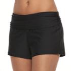 Women's N Good Karma Fold-over Swim Shorts, Size: Xxl, Black