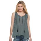 Juniors' Mudd&reg; Print Asymmetrical Tank, Girl's, Size: Large, Blue