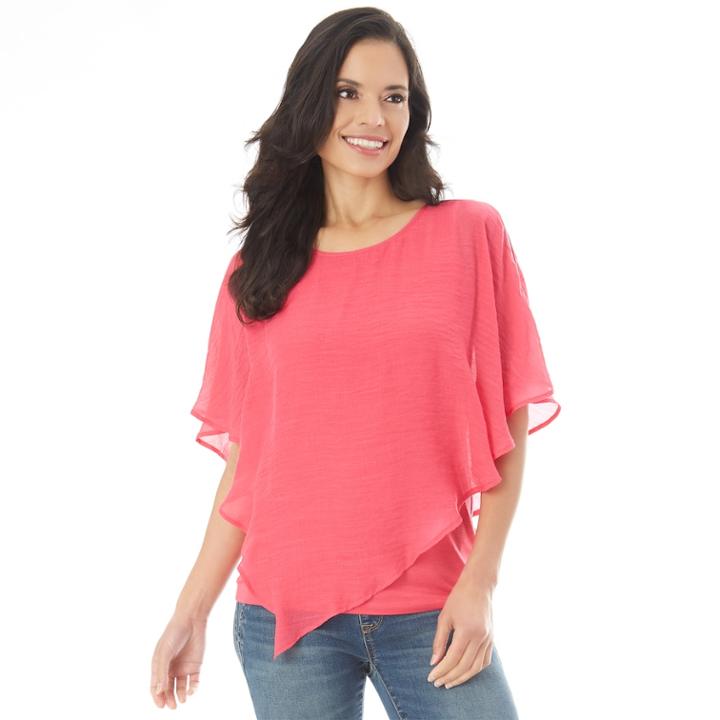 Women's Apt. 9&reg; Crochet Popover Top, Size: Medium, Brt Pink