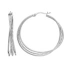Amore By Simone I. Smith Sterling Silver Textured Triple Hoop Earrings, Women's