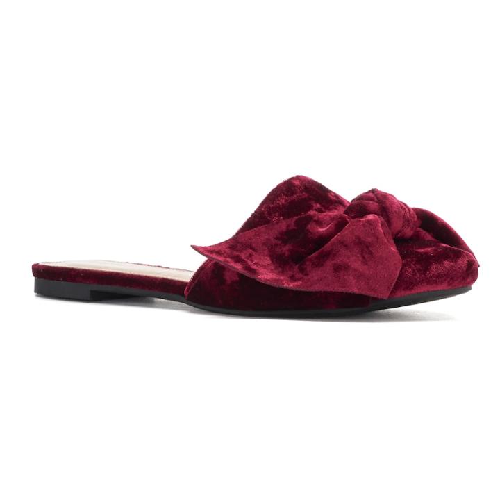 Lc Lauren Conrad Peridot Women's Velvet Flat Mules, Size: 5.5, Dark Red