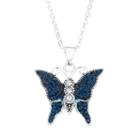 Silver Luxuries Crystal Butterfly Pendant Necklace, Women's, Grey