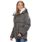 Madden Nyc Juniors' Fleece Hood Puffer Jacket, Teens, Size: Xl, Med Grey