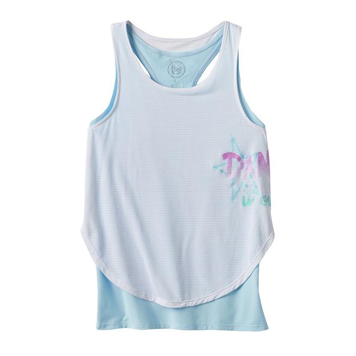 Girls 7-16 So&reg; Racerback Double-layer Tank Top, Girl's, Size: 12, Turquoise/blue (turq/aqua)
