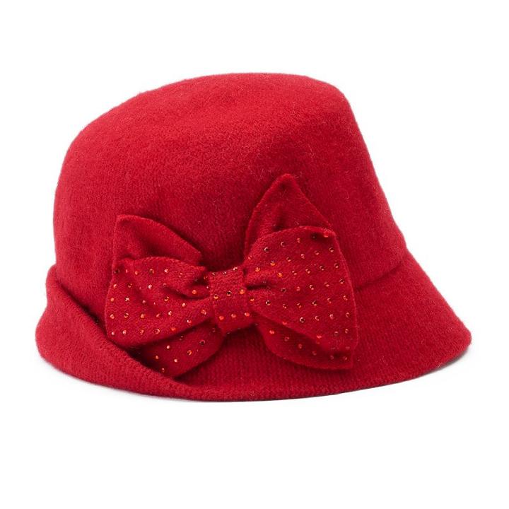 Betmar Betty Rhinestone Bow Cloche Hat, Women's, Red