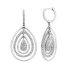 Diamond Essence Sterling Silver Crystal Teardrop Earrings, Women's, White