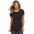 Women's Apt. 9&reg; Crewneck High-low Hem Tee, Size: Xl, Black