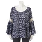 Juniors' Plus Size Heartsoul Bell-sleeve Peasant Top, Girl's, Size: 3xl, Dark Blue