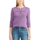 Petite Chaps 3/4-sleeve Henley, Women's, Size: Xs Petite, Purple