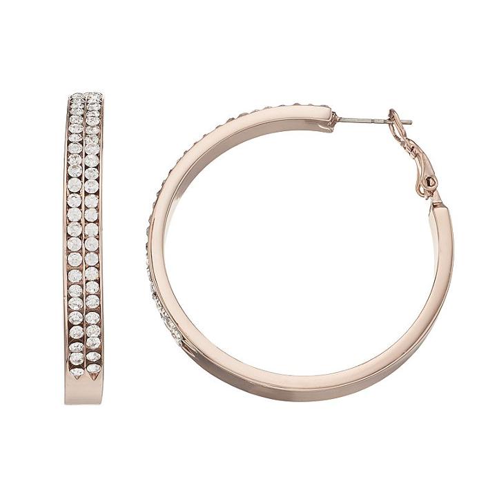 Jennifer Lopez Wide Pave Hoop Earrings, Women's, Med Pink