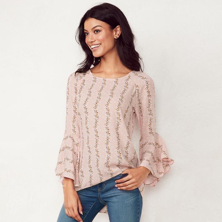 Women's Lc Lauren Conrad Bell-sleeve Top, Size: Large, Purple
