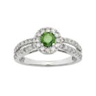Igl Certified Green & White Diamond Halo Engagement Ring In 14k White Gold (1 Carat T.w.), Women's, Size: 8
