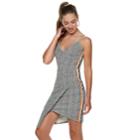 Juniors' Almost Famous Plaid Striped Asymmetrical Dress, Teens, Size: Medium, Natural