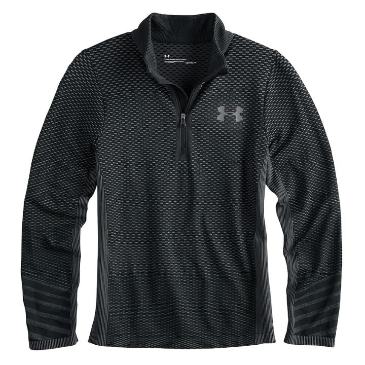 Boys 8-20 Under Armour Seamless Quarter-zip Tee, Size: Medium, Black