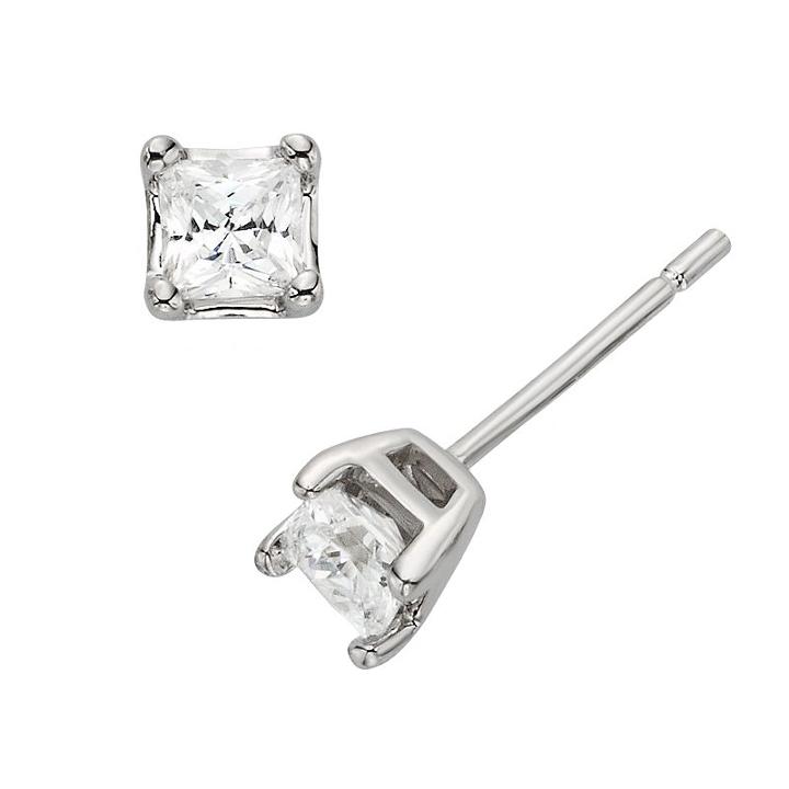 Diamonore Sterling Silver 1/2-ct. T.w. Simulated Diamond Princess Stud Earrings, Women's, White