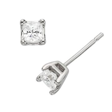 Diamonore Sterling Silver 1/2-ct. T.w. Simulated Diamond Princess Stud Earrings, Women's, White