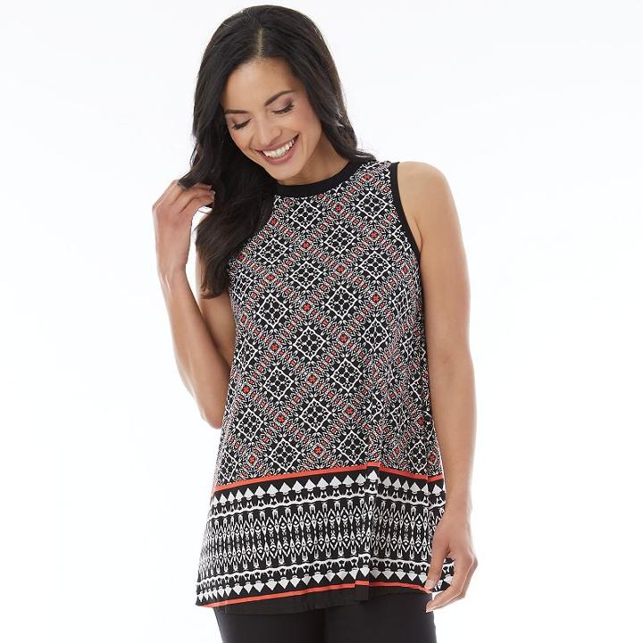 Women's Ab Studio Print Swing Tank, Size: Regular, Black White Orange