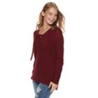 Juniors' It's Our Time Lace-up Sweater, Teens, Size: Xl, Dark Red